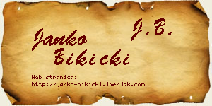 Janko Bikicki vizit kartica